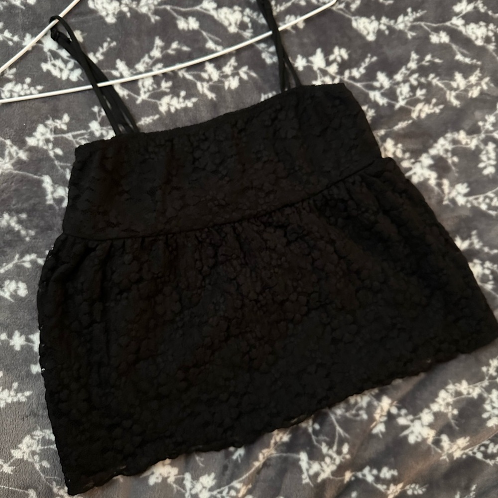 Chic Black Textured Camisole Top
